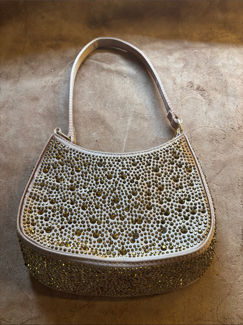 Liliana Beige Shoulder Bag with Gold Studs